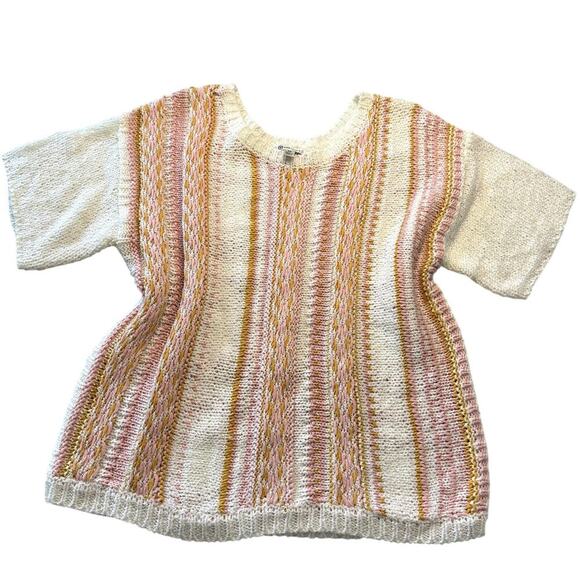 Versona Women's Multicolor Round Neck short Sleeve Casual Sweater Size M - Picture 1 of 6